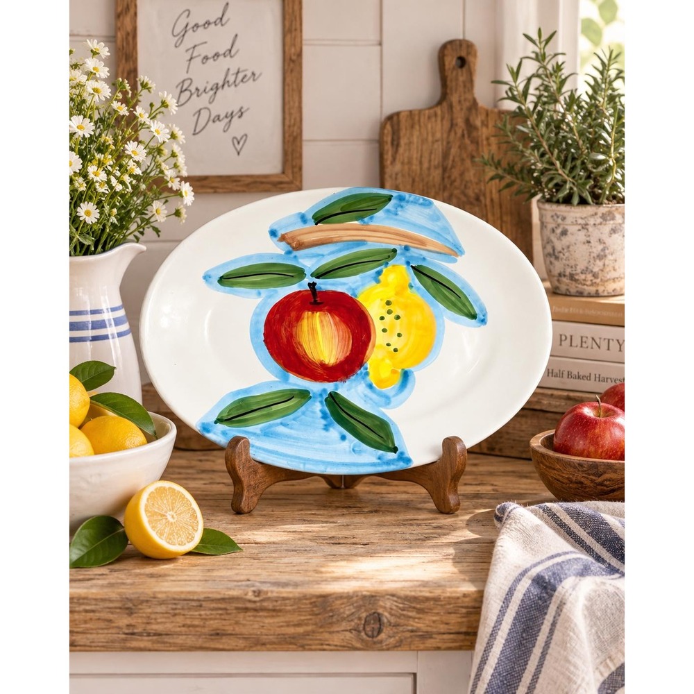 Italica Ars Majolica Fruit Serving Plate Platter Made in Italy Vintage 11.5